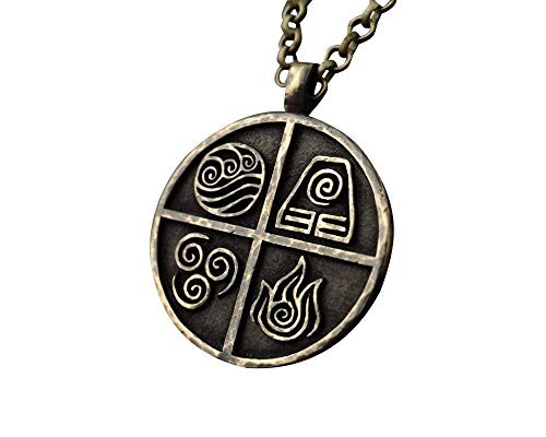 Avatar Last Airbender Earth Fire Water Air Element Set Necklace Pendant Jewelry