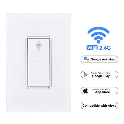 Smart Switch, POWRUI light switch, Amazon Alexa and Google Assistant Supported, Remote Control, Timing Function, Fit for US/CA Wall Switches, No Hub Needed, Neutral Wire Required