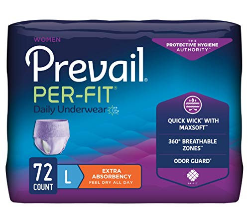 Prevail Per-Fit Incontinence Protective Underwear for Women Extra Absorbency Large 72 Count