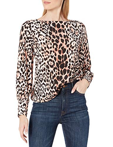 Karen Kane Womens Blouson Sleeve Boatneck TOP Leopard L