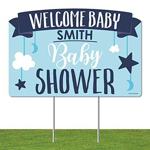 Big Dot of Happiness Personalized Its a Boy - Blue Baby Shower Yard Sign Lawn Decorations - Welcome Baby Custom Name Party Yardy Sign