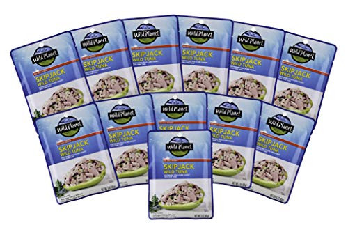 Wild Planet Skipjack Wild Tuna No Salt Added Pouch Keto and Paleo 3rd Party Mercury Tested  Pack of 12  3 Ounce