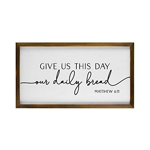 BYRON HOYLE Give Us This Day Our Daily Bread Framed Wood Sign Wooden Wall Hanging Art Inspirational Farmhouse Wall Plaque Rustic Home Decor for Nursery Porch Gallery Wall Housewarming Gift BYRON HOYLE Give Us This Day Our Daily Bread Framed Wood Sign Wooden Wall Hanging Art Inspirational Farmhouse Wall Plaque Rustic Home Decor for Nursery Porch Gallery Wall Housewarming Gift
