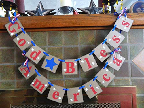 God Bless America Sign Fourth of July Decorations Americana Decor Patriotic Decor July 4th Decor Photo Prop