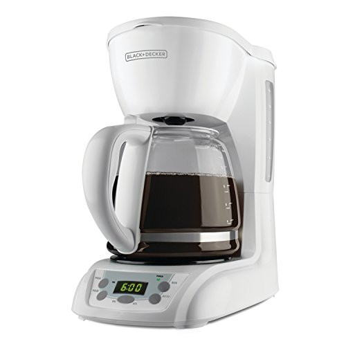 BLACK plus DECKER 12-Cup Programmable Coffeemaker with Glass Carafe White DLX1050W