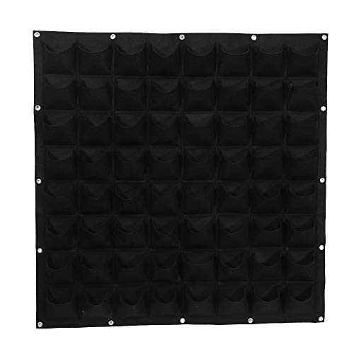 Pasamer 2 Colors 64 Pockets Vertical Outdoor Garden Felt Plants Flower Growing Bag Wall Hanging Planter Black