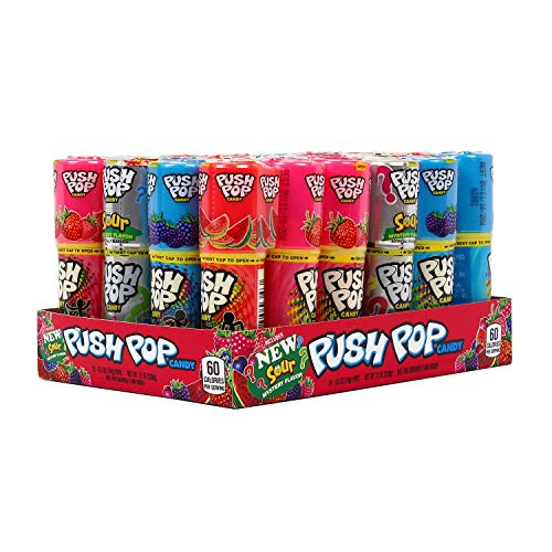 Topps  Push Pop Assorted Candy Count 24  0.5 oz  - Sugar Candy   Grab Varieties  and  Flavors