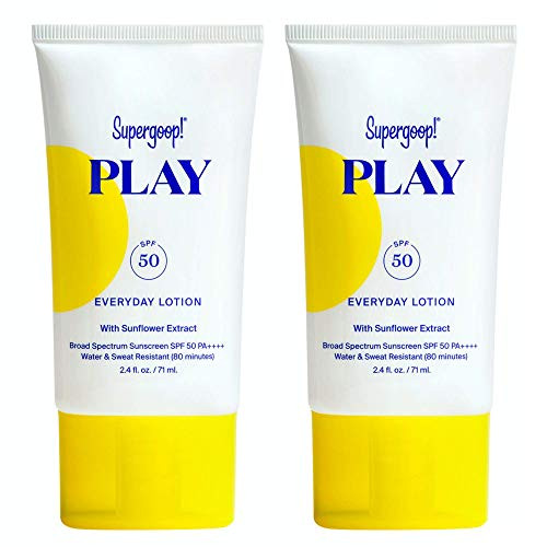 Supergoop PLAY Everyday SPF 50 Lotion 2.4 fl oz - 2 Pack - Reef-Safe Broad Spectrum Sunscreen for Sensitive Skin - Water  and  Sweat Resistant Body  and  Face Sunscreen - Clean ingredients