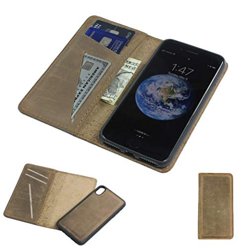 PEGAI Leather Magnetic iPhone Xs MAX Wallet Folio - Distressed Leather Detachable iPhone XsMax Wallet Case - McLean iPhone XSMax   Sand Brown