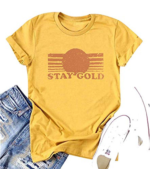 Stay Gold Ponyboy Shirt Vintage Funny Saying Graphic T Shirt The Outsider Tee Top Size S  Yellow