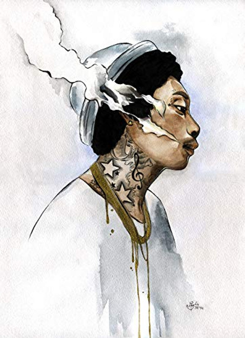 Wiz Khalifa poster Wiz Khalifa watercolor reproduction Wiz Khalifa merch Wiz Khalifa smoking artwork