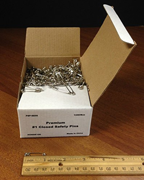 Fabricare Choice - 1 Closed Safety Pins 10 Gross Box  1440 Pins  1 Inch