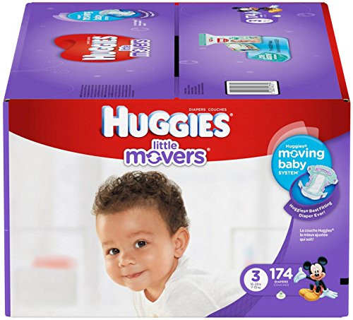 HUGGIES LITTLE MOVERS Active Baby Diapers Size 3  fits 16-28 lb.  174 Ct ECONOMY PLUS  Packaging May Vary