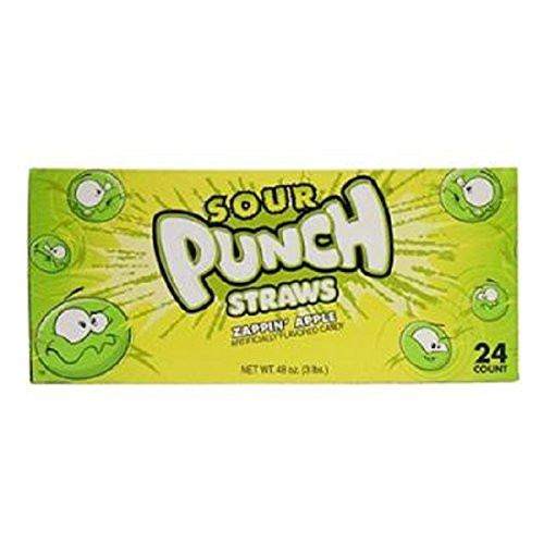 Sour Punch Straws Zappin Apple Count 24  2 oz  - Sugar Candy   Grab Varieties  and  Flavors