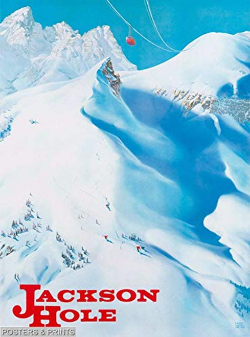 Designomite 301334 Jackson Hole Wyoming Ski Vintage United States Travel Advertisement Decor Wall 36x24 Poster Print