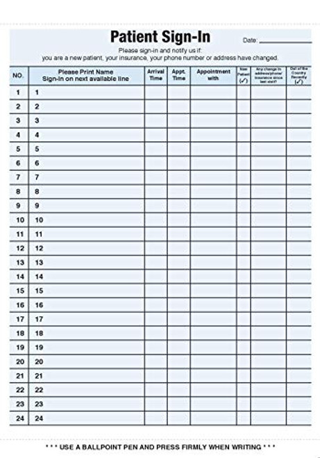 1 Patient Sign-in Label Forms - 125 Sheet s  HIPAA Compliant