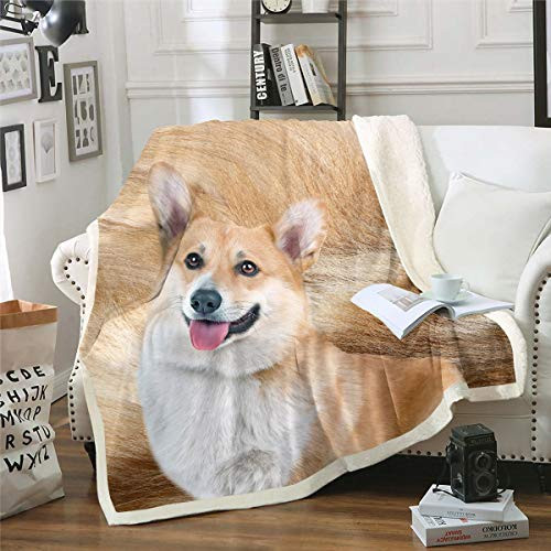 Dog Plush Blanket Cute Pet Puppy Fleece Throw Blanket Lovely 3D Koji Animal Pattern Sherpa Blanket for Bed Sofa Couch Toddler Ultra Soft Kawaii Dogs Fuzzy Blanket Room Decor Throw 50 inch x60 inch