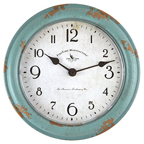 FirsTime 25678 Teal Patina Wall Clock, Aged Teal