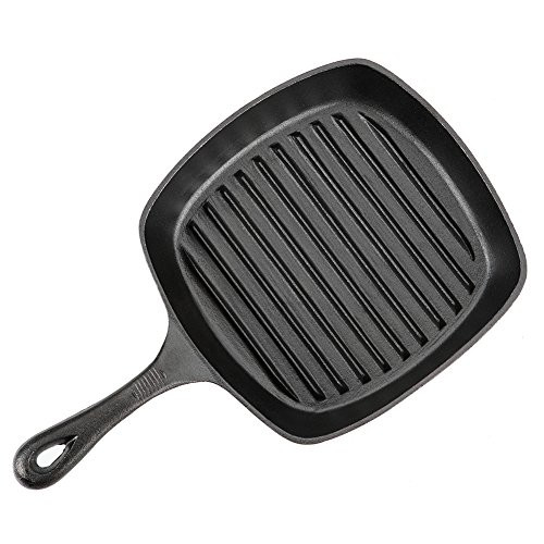Pre-Seasoned Cast Iron Skillet Fry Pan Square Griddle with Ribs Nonstick Griddle Grill Cookware Black with Silicone Handle (grill pan without silicon handle) Pre-Seasoned Cast Iron Skillet Fry Pan Square Griddle with Ribs Nonstick Griddle Grill Cookware Black with Silicone Handle (grill pan without silicon handle)