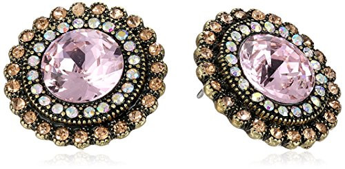 Betsey Johnson"Vintage" Crystal Gem Button Stud Earrings