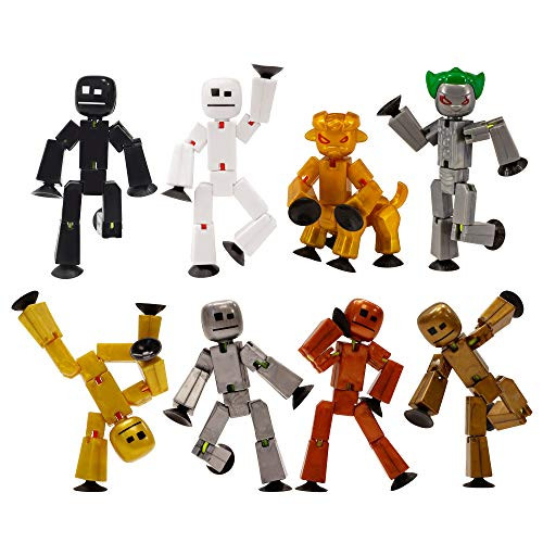 Zing Stikbots Set of 8 Stikbot Poseable Action Figures Zing Stikbot Family Pack Set of 6 Stikbot Poseable Action Figures Includes 4 Metalbots 2 Monsters and 2 Stikbots