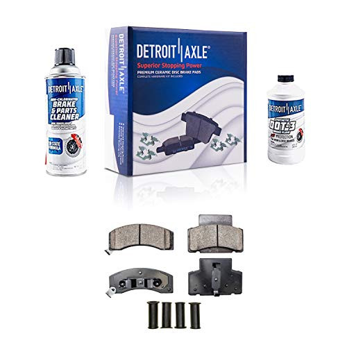 Detroit Axle - Front Ceramic Brake Pads With Hardware Replacement for Chevy GMC C3500 K3500 Express Savana Dodge Ram 2500 3500  With Dual Rear Wheels  - 4pc Set