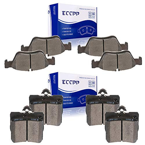 ECCPP Brake Pads 8pcs Front Rear Ceramic Disc Brakes Pads Set fit for 1999 2000 Mercedes-Benz C230 1996-2000 Mercedes-BenzC280 1996 1997 Mercedes-Benz E300 1998 1999 2000 Mercedes-Benz SLK230