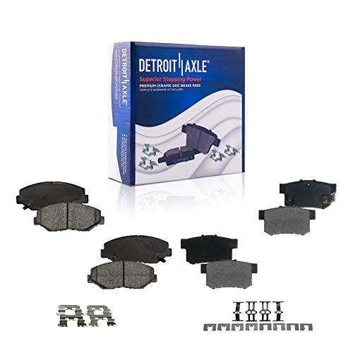 Detroit Axle - Front and Rear Ceramic Brake Pads w Hardware for 2013-2015 Acura ILX Honda Civic  2003-2007 Honda Accord - See Fitment