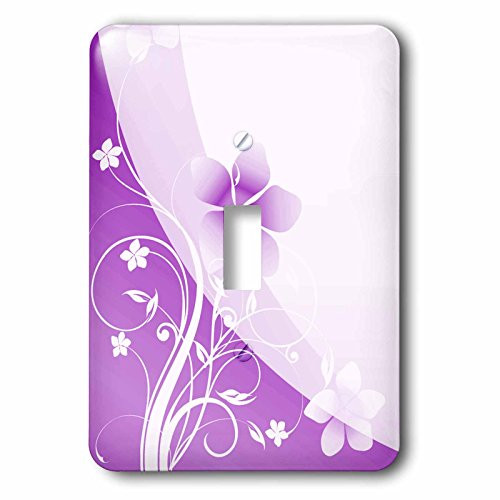3dRose LSP_101517_1 Cute Flower On A Purple and White Background with Flourishes Single Toggle Switch, Multicolored