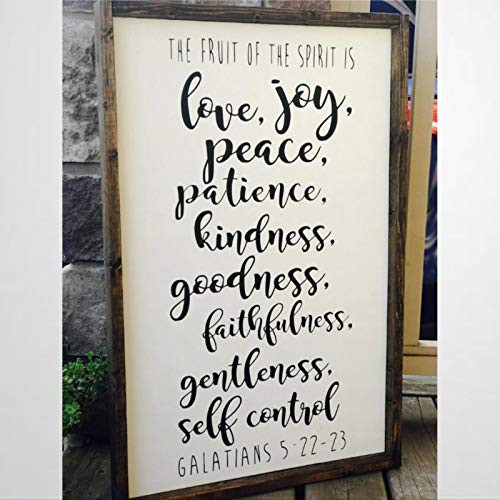 BYRON HOYLE Fruits of The Spirit Framed Wood Sign Wooden Wall Hanging Art Inspirational Farmhouse Wall Plaque Rustic Home Decor for Nursery Porch Gallery Wall Housewarming