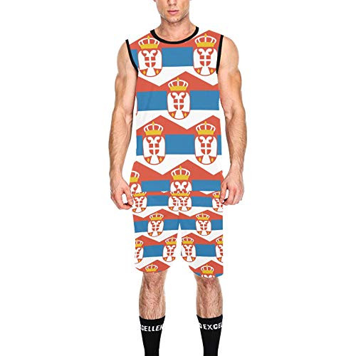 EZ Tuxedo Serbia Flag Mens Basketball Jersey Uniform Tank Top and Shorts White EZ Tuxedo Serbia Flag Mens Basketball Jersey Uniform Tank Top and Shorts White