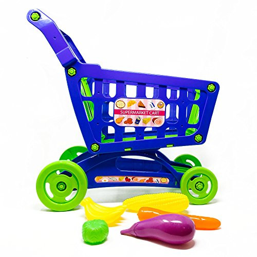 Boley Toy Shopping Cart with Toy Food - Supermarket Playset with included Grocery Cart Toy and Pretend Food