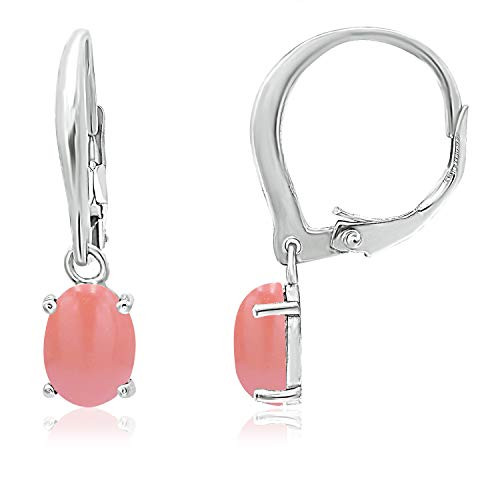 925 Sterling Silver 8x6mm Oval Shape Simulated Pink Coral Gemstone Leverback Drop Dangle Earrings for Woman Girls 925 Sterling Silver 8x6mm Oval Shape Simulated Pink Coral Gemstone Leverback Drop Dangle Earrings for Woman Girls