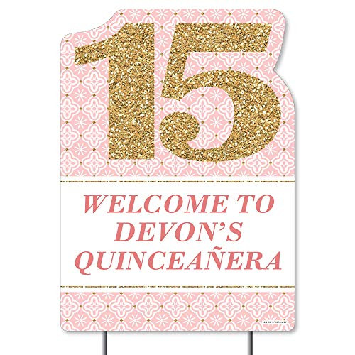 Big Dot of Happiness Personalized Mis Quince Anos - Party Decorations - Custom Quinceanera Sweet 15 Birthday Party Welcome Yard Sign