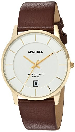 Armitron Mens 20 5190SVGPBN Date Function Dial Brown Leather Strap Watch