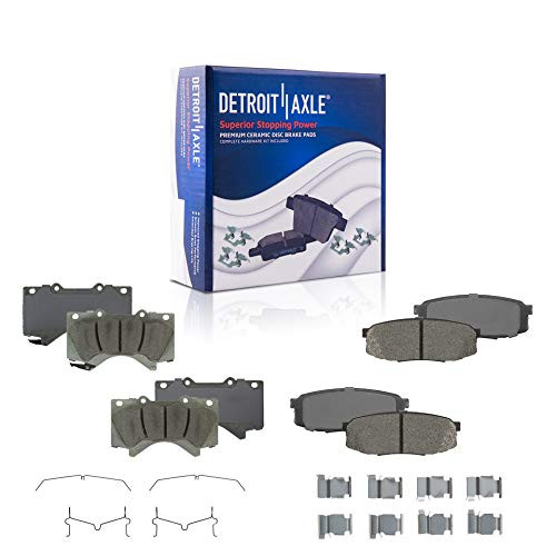 Detroit Axle - All  4  Front and Rear Ceramic Brake Pads w Hardware for 2008-2019 Lexus LX570  Toyota Land Cruiser Sequoia -  2007-2019 Tundra