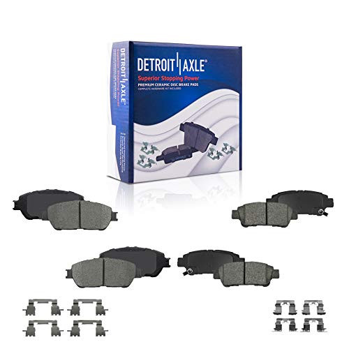 Detroit Axle - Front and Rear Ceramic Brake Pads with Hardware for 2004 2005 2006 2007 2008 2009 2010 Toyota Sienna