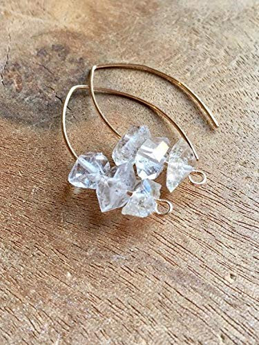 Gold Herkimer Diamond Earrings April Birthstone Jewelry