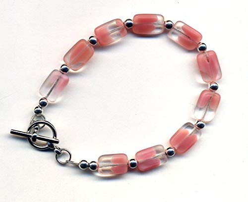 Pink Bracelet Soft Pink Clear bracelet Coral Pink Peach Handmade Czech Class Necklace Jewelry by Annaart72 Pink Bracelet Soft Pink Clear bracelet Coral Pink Peach Handmade Czech Class Necklace Jewelry by Annaart72