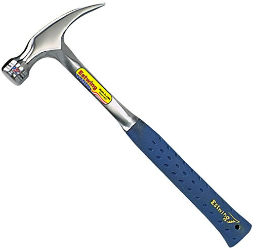 Estwing Hammer - 16 oz Straight Rip Claw with Smooth Face & Shock Reduction Grip - E3-16S