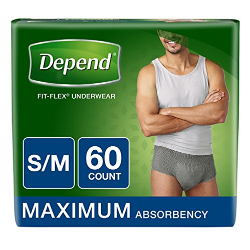 Depend FIT-FLEX Incontinence Underwear for Men Maximum Absorbency S M Gray  Packaging may vary