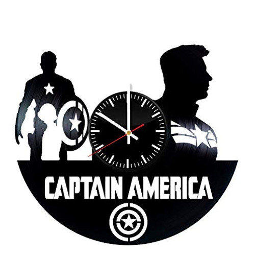 Captain America Vinyl Wall Clock Captain America Wall Art Avengers Wall Art Marvel Legends Artwork