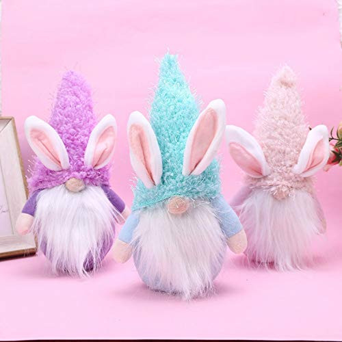 Easter Bunny Gnome Easter Decorations Rabbit Rudolph Gnomes Nordic Swedish Nisse Scandinavian Tomte Plush Dwarf Home Decor Spring Easter Props Ornaments Collectible Figurine Doll Gifts  3pack-B