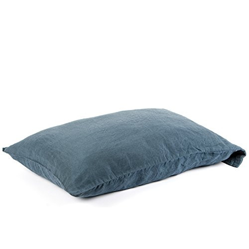 LinenMe Stone Washed Bed Linen Pillow Case, 20 by 26-Inch, Blue
