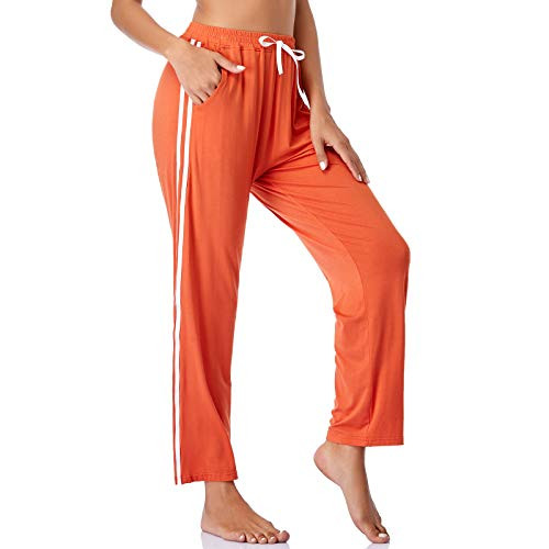 Envlon Womens Lounge Pants with Pockets Plus Size Joggers Running Lightweight Casual Yoga Pants Orange