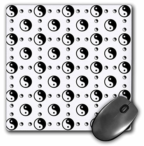 3dRose LLC 8 x 8 x 0.25 Inches Black and White Yin Yang Zen Art Spiritual Peace Pattern Mouse Pad (mp_48591_1)