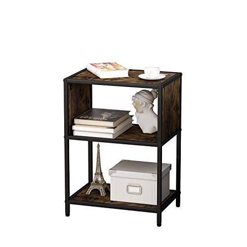 Petiture 3 Tier Modern Side Table End Table Storage Nightstand with Shelf Design Metal Frame Coffee Table for Living Room Bedroom