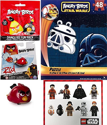 Angry Birds Racer Red Bird & Mini Figure Dangler Blind Bag and Star Puzzle Cartoons Characters Fun Sticker Sheet Set Car pack