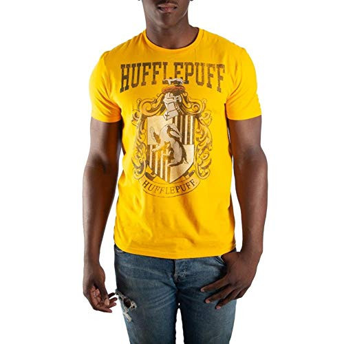 Harry Potter Hufflepuff House Crest Mens Yellow Hogwarts T-Shirt Small Harry Potter Hufflepuff House Crest Mens Yellow Hogwarts T-Shirt Small