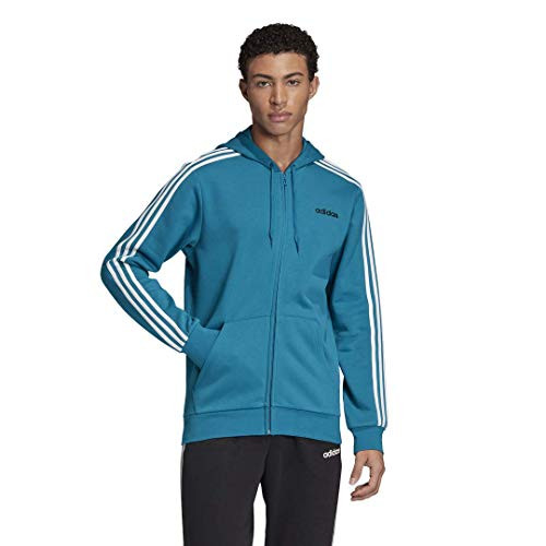 adidas mens Essentials 3-Stripes Regular Fit Training Fleece Track Top Sweatshirt Active Teal Black Medium